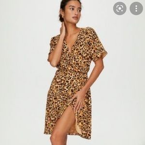 NWOT babaton (Aritizia) leopard wrap dress